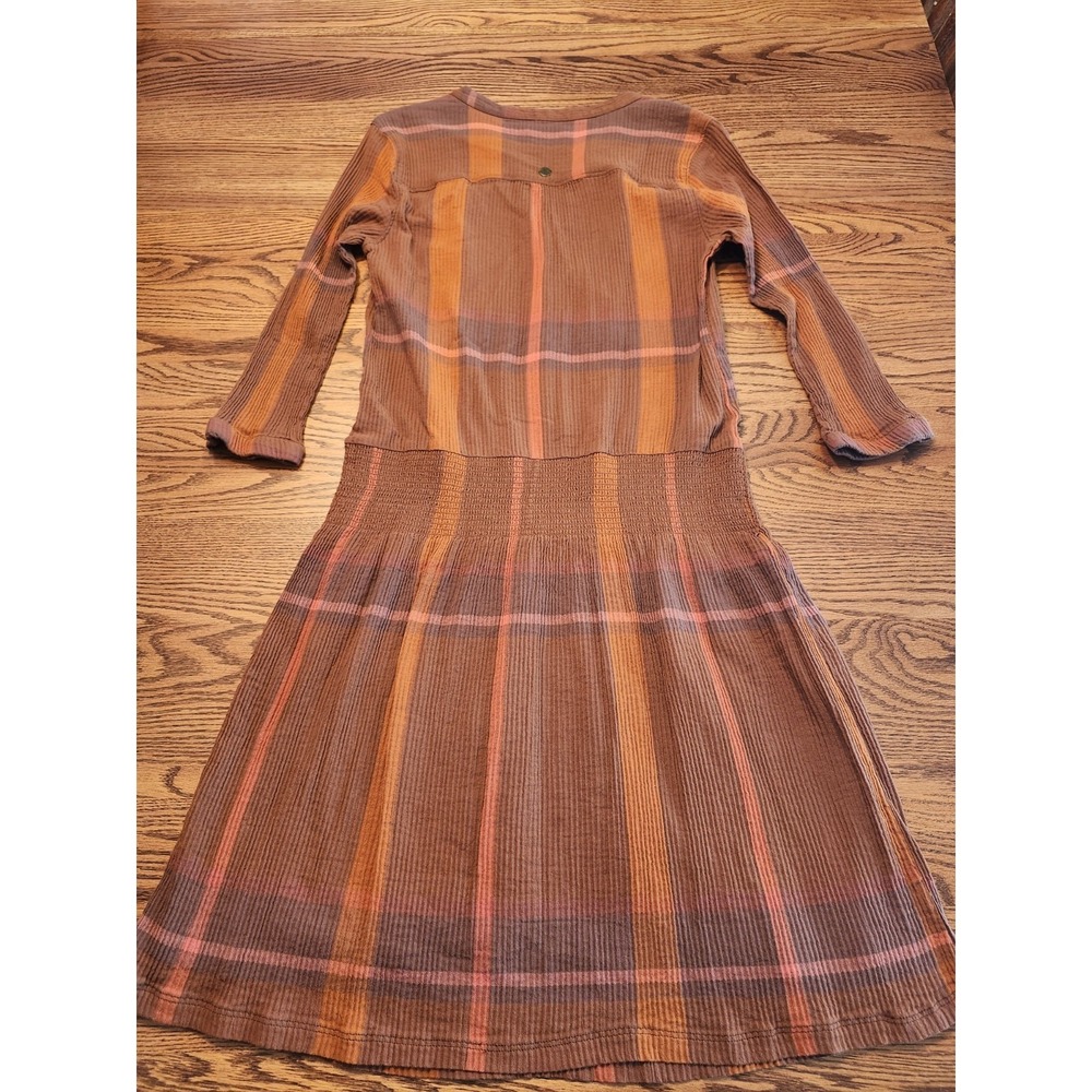 Prana Sugar Pine Dress Gauze Organic Cotton Wedged Wood Plaid Size Medium Lined - Picture 7 of 11